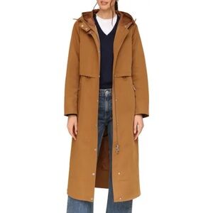 Like-new Avec les Filles Water Resistant Twill Hooded Longline Trench Coat Rain